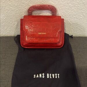 NWT Sans Beast Cherry Red Croc Embossed Reader Satchel